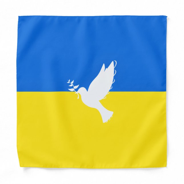 Ukraine Flag Bandana Dove of Peace Support Freedom (Front)