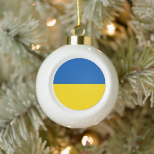 Ukraine flag blue yellow cute ceramic ball christmas ornament