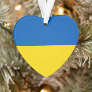Ukraine flag blue yellow cute heart ornament