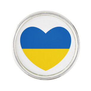 Ukraine Flag Blue Yellow Heart Lapel Pin