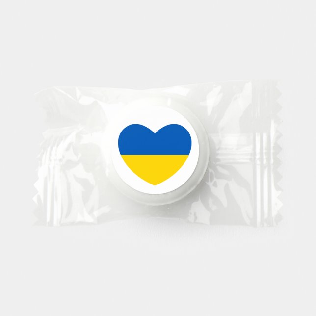 Ukraine Flag Blue Yellow Heart Life Saver® Mints (Front)