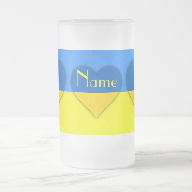 Ukraine Flag Blue Yellow Thunder_Cove Frosted Glass Beer Mug (Center)