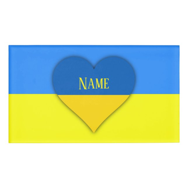 Ukraine Flag Blue Yellow Thunder_Cove  Name Tag (Front)