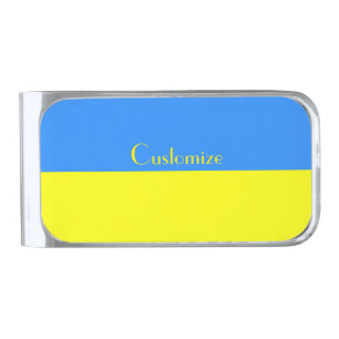 Ukraine Flag Blue Yellow Thunder_Cove Silver Finish Money Clip