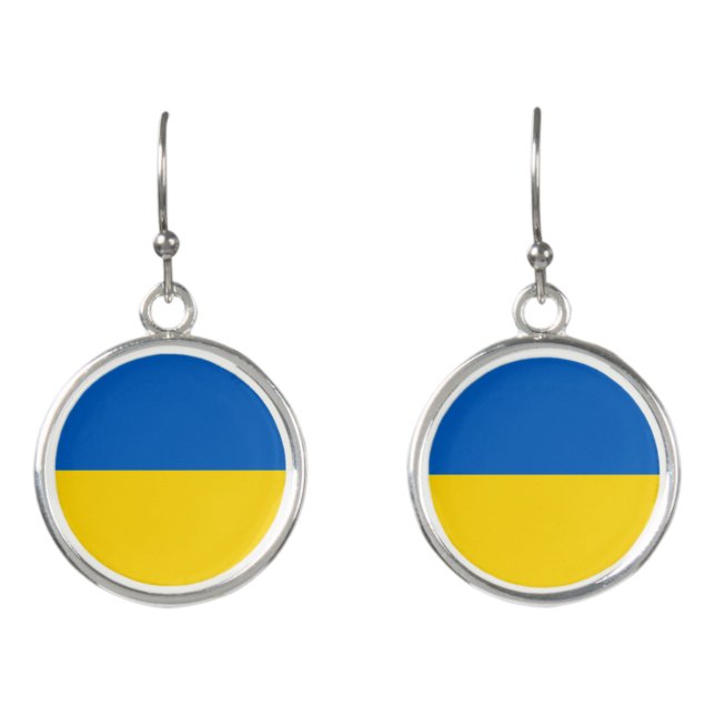 Ukraine Flag Blue Yellow Ukrainian Patriotic Earrings (Front)