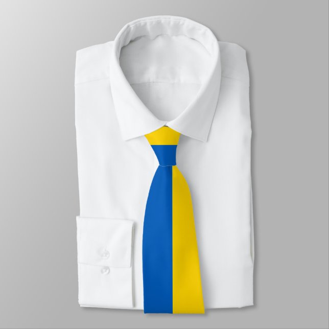Ukraine Flag Blue Yellow Ukrainian Patriotic Neck Tie (Tied)