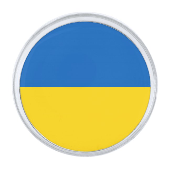 Ukraine Flag Blue Yellow Ukrainian Patriotic Silver Finish Lapel Pin (Front)