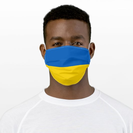 Ukraine Flag Blue Yellow Ukrainian Support Adult Cloth Face Mask (Worn)