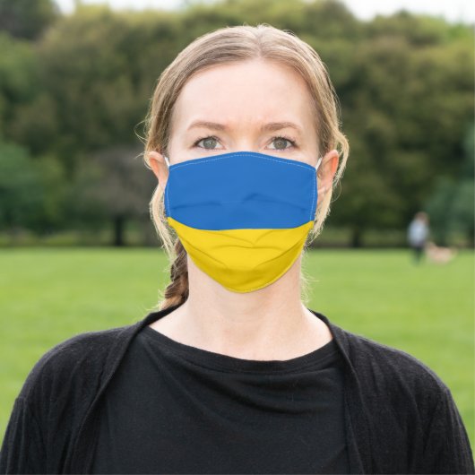 Ukraine Flag Blue Yellow Ukrainian Support Adult Cloth Face Mask (Outside)