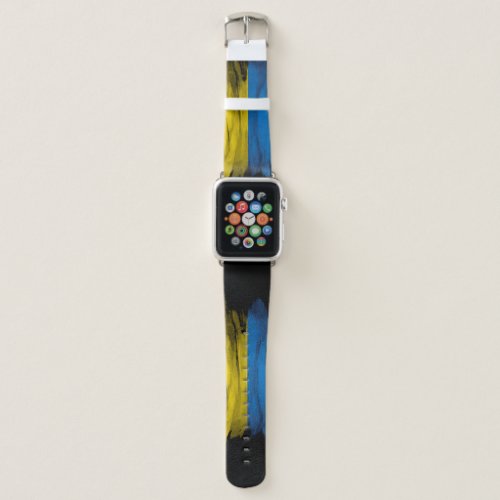 Ukraine flag brush stroke national flag apple watch band