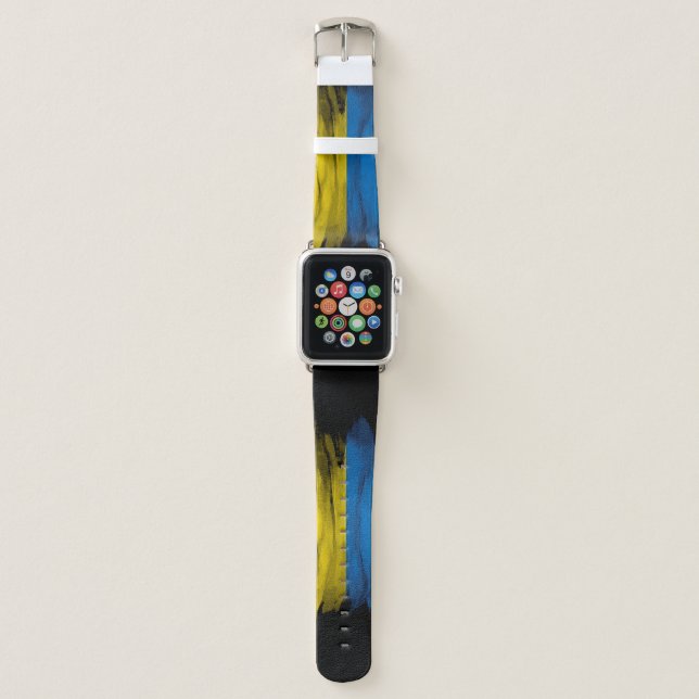 Ukraine flag brush stroke, national flag apple watch band (Front)