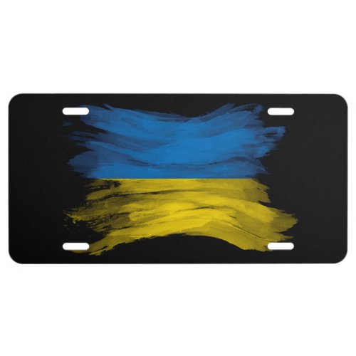 Ukraine flag brush stroke national flag license plate