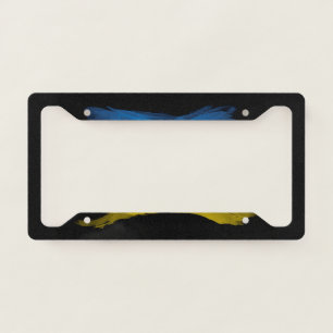 Ukraine flag brush stroke, national flag license plate frame