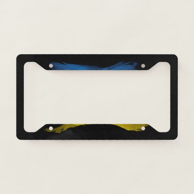 Ukraine flag brush stroke, national flag license plate frame (Front)