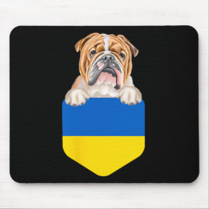 Ukraine Flag Bulldog Dog In Pocket Mouse Pad