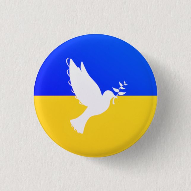 Ukraine Flag Button Dove of Peace - Freedom (Front)