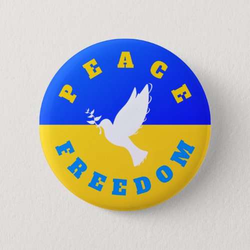 Ukraine Flag Button Freedom Peace Dove