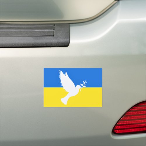 Ukraine Flag Car Magnet Dove of Peace _ Freedom