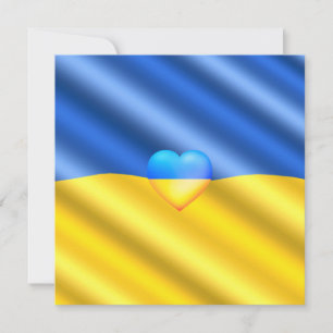 Ukraine Flag Card Heart Freedom Support