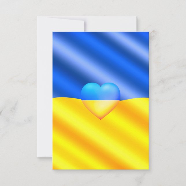 Ukraine Flag Card Heart Support Freedom (Front)