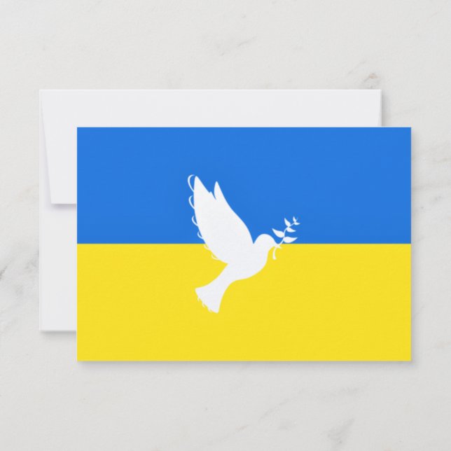 Ukraine Flag Card Peace Dove - Freedom - Peace  (Back)