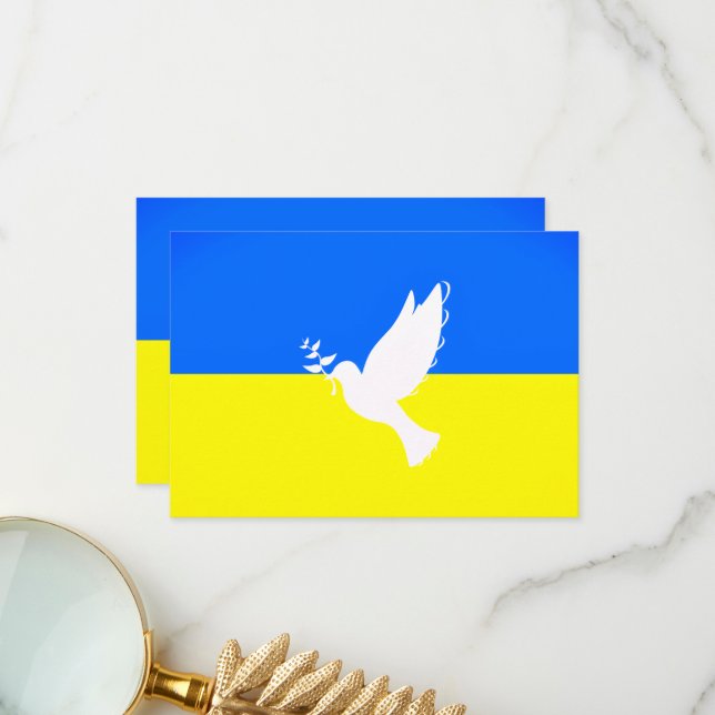 Ukraine Flag Card Support Freedom Peace Dove (Front/Back In Situ)