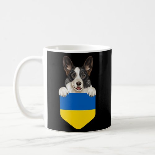 Ukraine Flag Cardigan Welsh Corgi Dog In Pocket Coffee Mug