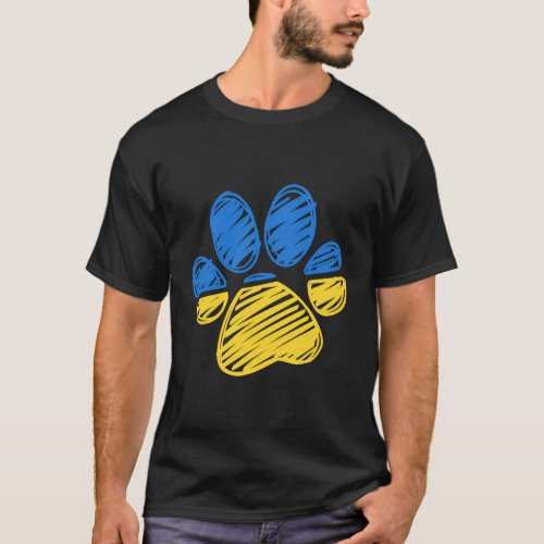 Ukraine Flag Cat Dog Paw Ukrainian Love Support T_Shirt