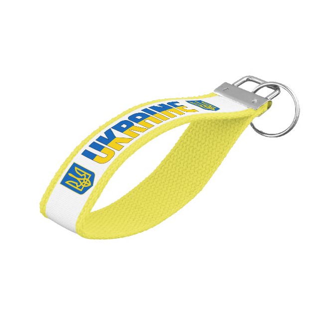 Ukraine Flag Charming Patriotic Wrist Keychain (Angled Up)