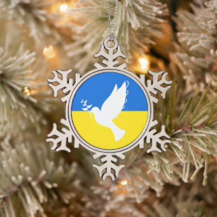 Ukraine Flag Christmas Ornament Dove of Peace