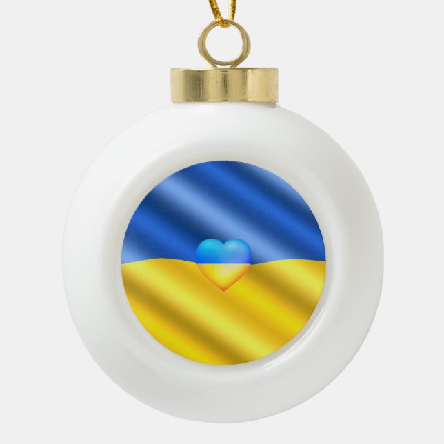 Ukraine Flag Christmas Ornaments Freedom Peace (Front)