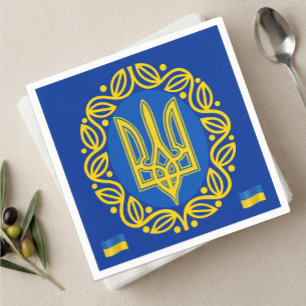 Ukraine, Flag, Coat of Arms, Tryzub Ukrainian Rep Napkins