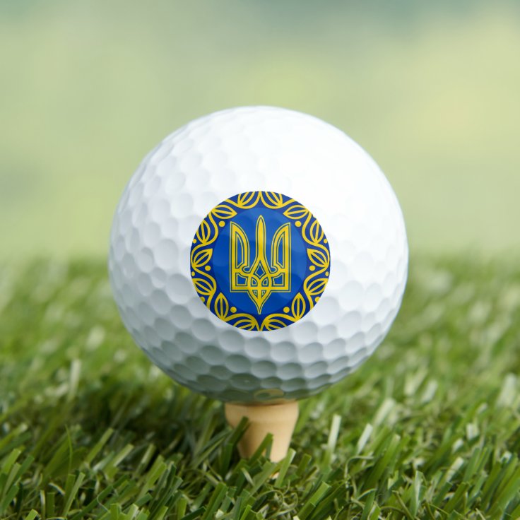 Ukraine, Flag, Coat of Arms, Ukrainian Tryzub Golf Balls Zazzle
