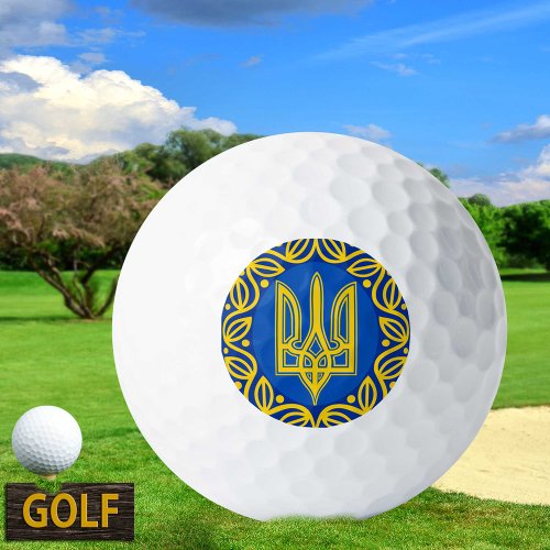 Ukraine Flag Coat of Arms Ukrainian Tryzub Golf Balls