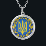 Ukraine, Flag, Coat of Arms, Ukrainian Tryzub Silver Plated Necklace<br><div class="desc">Necklace: Ukraine,  Flag,  Coat of Arms - Tryzub & Ukrainian republic symbol / Україна</div>