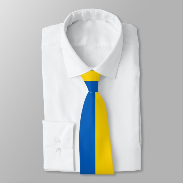 Ukraine Flag Colors blue and yellow  Neck Tie (Tied)