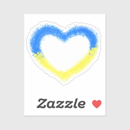 Ukraine Flag Colors Heart Sticker _ Freedom