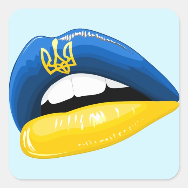 Ukraine Flag Colors Lipstick Square Sticker (Front)