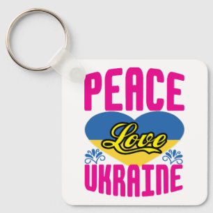 Ukraine Flag Colors Love Peace Keychain