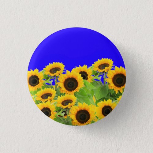 Ukraine Flag Colors Sunflowers Button Freedom