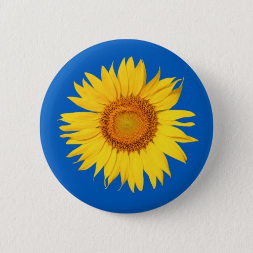 Ukraine Flag Colors Yellow Blue Sunflower Flower Button