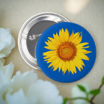 Ukraine Flag Colors Yellow Blue Sunflower Flower Button<br><div class="desc">Design is blue and yellow,  Ukraine flag with the country's national flower,  the sunflower. A symbol of hope and prayer for peace.</div>