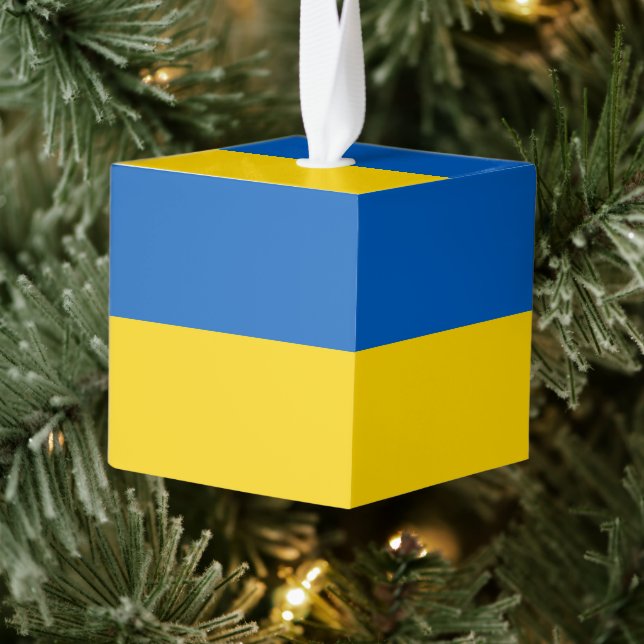 Ukraine flag cube ornament (Tree)