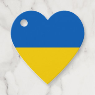 Ukraine Flag Custom Text Heart Favor Tags