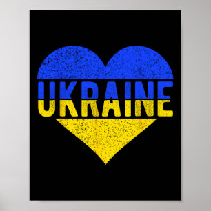 Ukraine Flag Design - Heart Poster