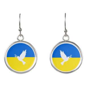 Ukraine Flag Earrings Peace Dove - Freedom