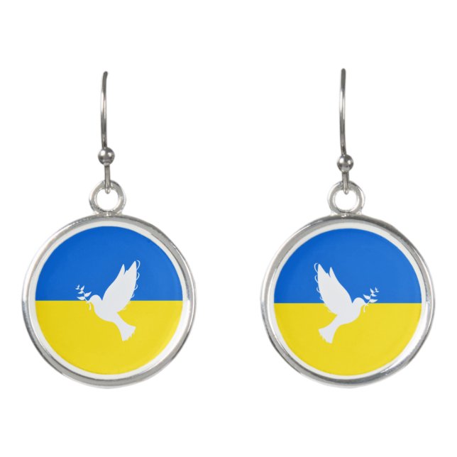 Ukraine Flag Earrings Peace Dove - Freedom (Front)