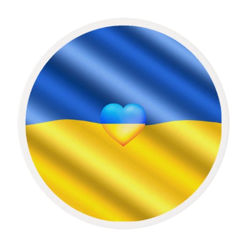 Ukraine Flag Edible Frosting Rounds Freedom Heart