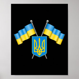 Ukraine Flag Emblem Coat Arms National Emblem Ukra Poster