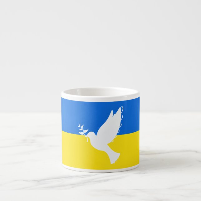 Ukraine Flag Espresso Cup Dove of Peace - Freedom (Front)